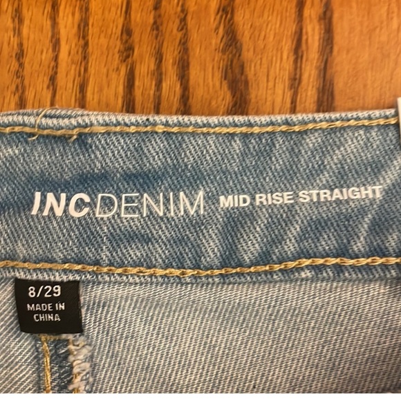 Womens INC jeans size 8/29 bling pearl blue jeans 8 / 29 straight midrise jeans - Picture 10 of 12